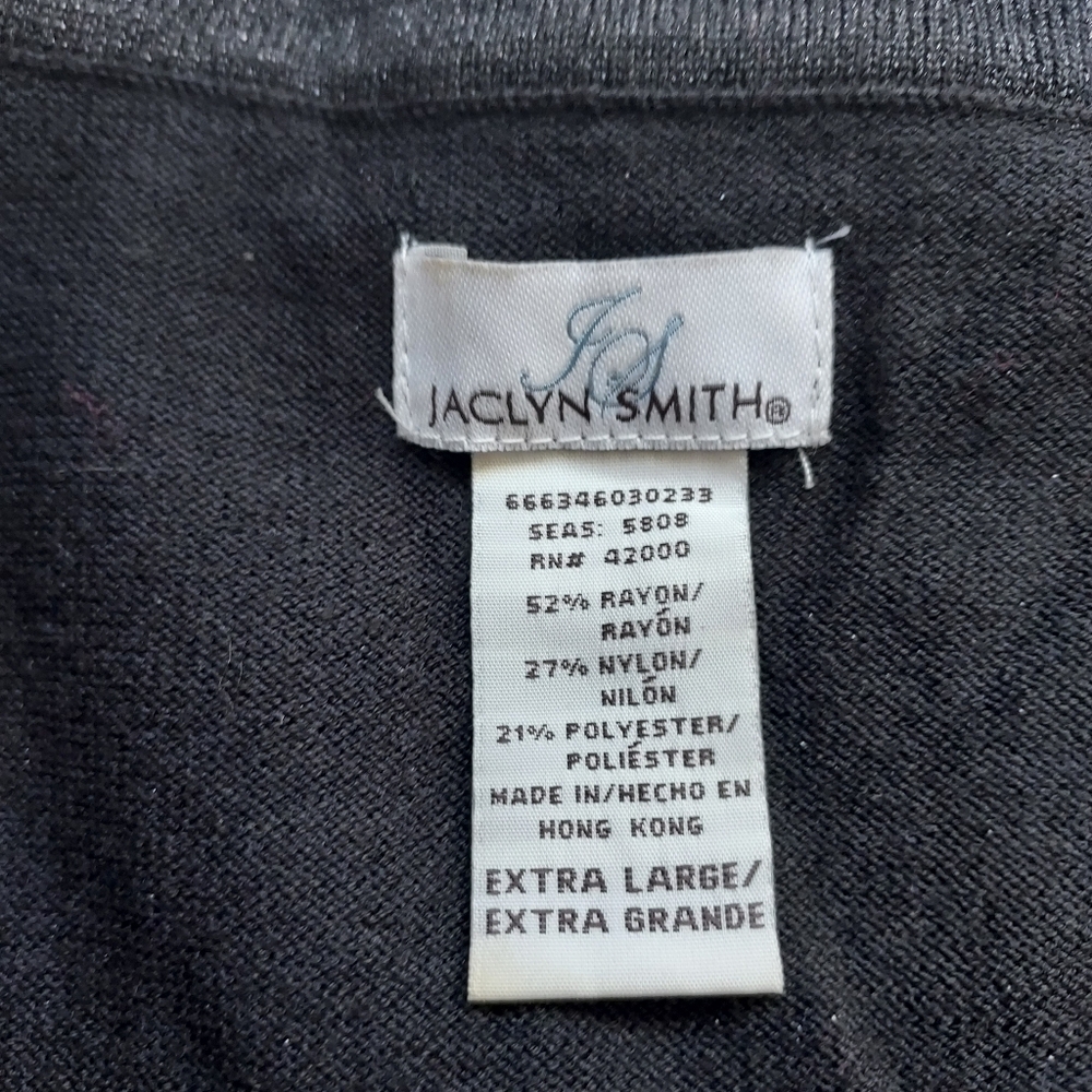 Jaclyn Smith Black Rayon Blend Beaded Neckline Top XL Old Money - Picture 3 of 6